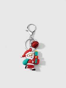1pc Christmas Series Santa Claus Sleigh Reindeer Snowman Gift Keychain Bag Pendant - Multicolor - View 5