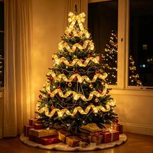 1pc Gold Star Foil LED String Lights, Battery Powered Warm White Fairy Lights, Flexible Decorative Light Strip For Christmas Tree, Gift Wrapping, Party, Wedding, Bedroom, Home Holiday Decoration - Warm - View 1