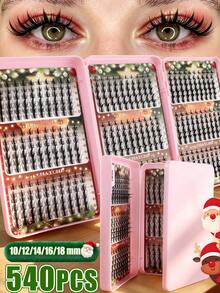 532/560/476PCS Mega Volume Lash Clusters Individual Cluster Lashes D Curl 30D-150D Mixed Density DIY Eyelash Extension Segment Lashes Mixed Length For Home Makeup Beginners - D - View 1