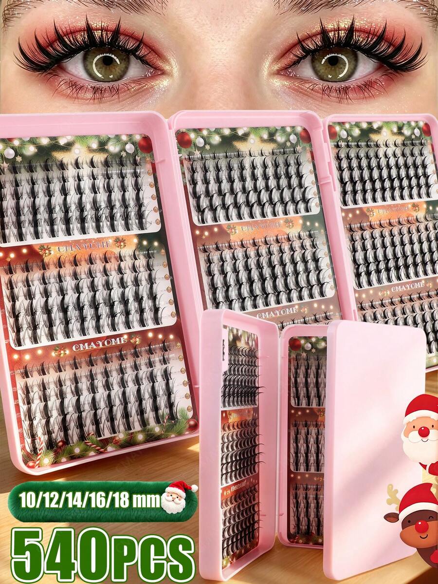 532/560/476PCS Mega Volume Lash Clusters Individual Cluster Lashes D Curl 30D-150D Mixed Density DIY Eyelash Extension Segment Lashes Mixed Length For Home Makeup Beginners - D - View 1