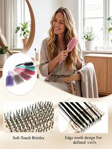 Lightweight Curl Defining Brush For Curly Hair, Vented Detangling Hair Brush For Wet And Dry, Curved For Shaping And Smoothing Curl Clumps - Multicolor - View 4