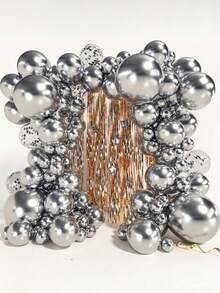 129pcs Metallic Silver Latex Balloon Set, Includes 18/12/10/5 Inch, Suitable For Birthday Party, Graduation Ceremony, Wedding, Holiday, Easter Decoration, Foil Sequin Balloons - Multicolor - View 1