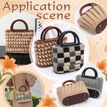 3pcs Handbag Making Materials, Including 2 Pre-Punched Faux Leather Bag Bottoms And 4 D-Shaped Bag Handles, Suitable For Crochet Bags, Wallet Making, DIY Wallet Making - Multicolor - View 7