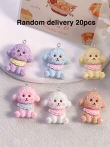 10/20 cái phụ kiện resin hình gấu Teddy và cún con hoạt hình dễ thương, charm mặt dây chuyền DIY làm móc khóa thủ công, charm treo túi trang trí - chó con - Xem 9