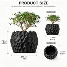 Black Rock Texture 3D Printed Planter, Modern Stone Appearance Plant Stand, Home Office Bookshelf Workspace Aesthetic Desk Decor, Unique Gift For Plant Lovers And Decor Enthusiasts, Gardening Home Decor Gift - Black Rock Texture Planter - View 3