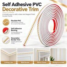 1PC 12MM*1/3/5M/39.37/118.11/196.85IN PVC Self Adhesive Molding Trim Flexible Decorative Strip For Mirror Frame Ceiling Wall TV Background - Multicolor - View 1