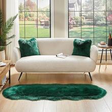 1pc Soft Faux Fur Rug, Deep Green Fluffy Carpet, Suitable For Living Room/Bedroom Floor, Machine Washable, Can Be Used For Chair, Sofa, Bedside, Creating Luxurious Modern Home Decor, Also Suitable For Christmas Decoration - Dark Green - View 8