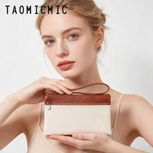 Women's PU Leather Wristlet Clutch Wallet, Double Zipper Multi-Compartment Coin Purse Phone Bag - Multicolor - View 10