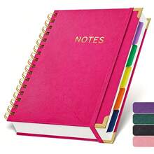 A5 Spiral Notebook, Thick High-Quality, Business Office Notepad, PU Leather Cover With Spiral Binding, Waterproof And Stain-Resistant, Spiral Notebook With Ruler, 300 Pages Hardcover Notebook, Vintage Style, Pink Faux Leather Cover, Suitable For Work, School And Planning, Notebook And Diary, Thick Paper, Smooth Writing, Multi-Functional Classified Spiral Notebook, Back To School Season Recommended, Back To School Season Recommended - Multicolor - View 10