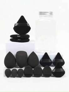 5pcs Makeup Sponge Set, Mini Powder Puff, Loose Powder Puff, Mini Loose Powder Puff, Mini Finger Puff, Suitable For Liquid, Cream And Powder Foundation, Create Flawless Makeup Look, Bottle And Bag Style Randomly Sent - Multicolor - View 3