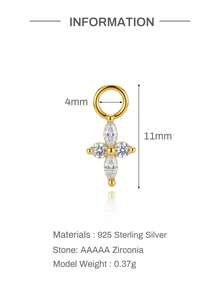 1pc 925 Sterling Silver Detachable Ear Pendant, Gold-Plated Water Drop Shape, Suitable For Ear Piercing Jewelry DIY Earring Accessories - Gold - View 15