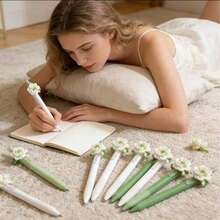 4pcs/Set Random Floral Pattern Ballpoint Pens, Retractable Design, Multiple Patterns, Minimalist Printed Pens, Suitable For Weddings, Parties, Daily Use, Gifts, Perfect Valentine's Day Gift For Friends And Family - A - View 10