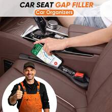 2pcs/1set Car Seat Gap Filler Storage Box, Black Universal Seat Gap Plug Blocker, Multi-Functional Seat Side Gap Filler With Storage Slot, Anti-Drop Center Console Storage Slot, Phone & Key Storage, Suitable For Car, Truck, SUV Car Accessories - Multicolor - View 8