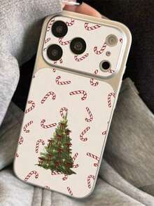 1pc Candy Cane Leather Texture Green Tree Bow Phone Case,Compatible With IPhone 18 Pro Max 17 Pro Max 16 Pro Max 15 Pro Max 14 Pro Max & 11/12/13/14/15/16/17/18 Pro/Plus - Multicolor - View 2