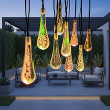 Atmospheric Warm Light Solar Water Drop String Lights, Available In 5M20LEDs, 7M50LEDs, 12M100LEDs, Crystal Clear Water Drop Design, Simple And Fresh, Warm Light Illumination, Each Water Drop Glows With Soft And Gentle Light, Visually Comfortable And . Solar Powered Design, Collects Sunlight And Stores Energy During The Day, Automatically Lights Up At Night, No Wiring Required, Zero Electricity Cost, Easy Installation - Solar Water Drop String Lights - View 6
