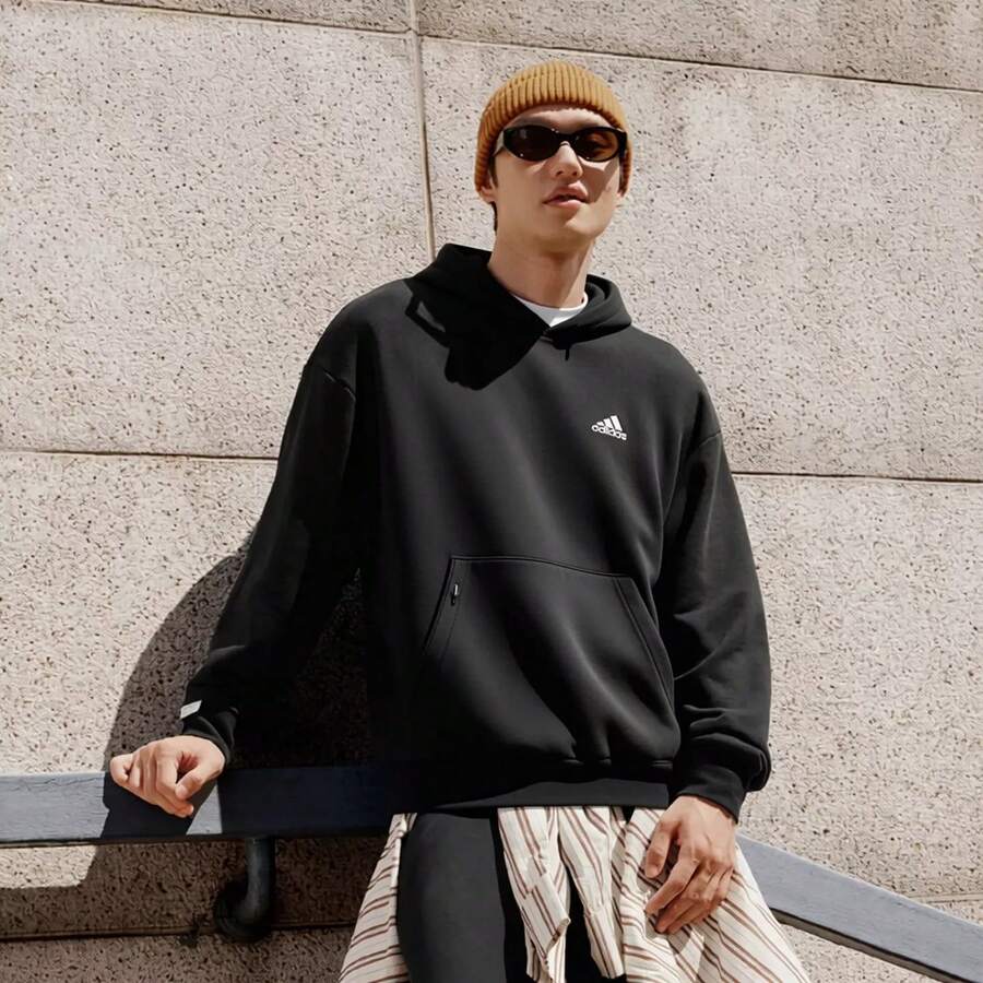 Adidas Men's Black Loose Fit Pullover Sweatshirt Long Sleeve Sportswear KA1501 - Black - View 1