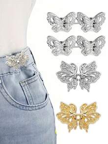 Butterfly-Shaped Waist Tightening Buckle, Tool-Free No-Damage Adjustable Buckle For Loose Jeans, Adjustable Jeans Waist Buckle, Ready-To-Use Butterfly Buckle Pin - A - View 1