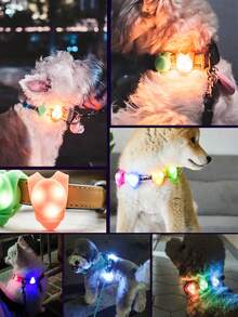 1件寵物夜光吊墜，暗光發光防丟LED燈，適合狗狗、貓咪、泰迪犬、小型寵物外出佩戴 - 彩色 - 查看 5