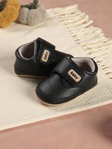 Fashionable Minimalist Casual Hook And Loop Design Sports Shoes Soft Sole Anti-Slip Kids Shoes - Black - View 5