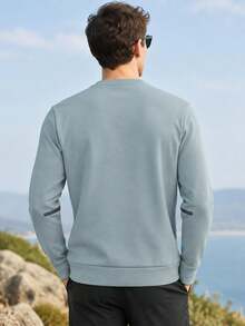 Under Armour Sweatshirt Latihan Pria UA Unstoppable Flc Crew Rajutan Dua Lapis Leher Bulat 1381688-348 - biru-hijau - View 5