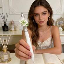4pcs/Set Random Floral Pattern Ballpoint Pens, Retractable Design, Multiple Patterns, Minimalist Printed Pens, Suitable For Weddings, Parties, Daily Use, Gifts, Perfect Valentine's Day Gift For Friends And Family - A - View 11