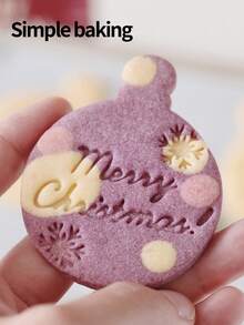 4 Pcs (1 Cut And 3 Impressions) Christmas Bead Cookie Cutter. Christmas Decoration Cookie Mold, Kitchen Baking Tool For Holiday Parties, Round Cookie Stamp - View 7