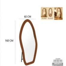 Full-Length Movable Viral-Style Irregular-Shaped Dressing Mirror, Integrated With A Hanger And Coat Rack For Girls' Bedrooms, Mango-Colored Floor-Standing Mirror. - 1PC - View 10