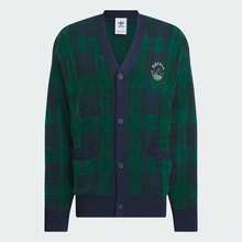 Adidas Spring/Autumn V-Neck Knitted Sports Cardigan Jacket, College Retro Versatile Fuzzy Knit Sweater JC6845 - Forest Green - View 3