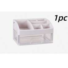 1pc 1Layer Large Capacity Drawer Cosmetic Storage Box Plastic Cosmetic Storage Box Lipstick Holder Office Supplies Storage Box Jewelry Box, Suitable For Vacation Beaches, Bathrooms, Bedrooms And Other Places, Large Capacity - White - View 7