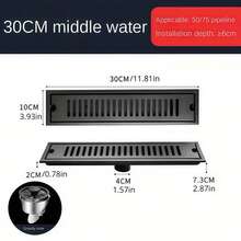 1pc Black Rectangular Floor Drain, Thickened Stainless Steel Design, High Drainage Capacity, Odor Prevention, Suitable For Hotel, Shower Room, Balcony And More - Multiple Sizes Available - Thickened Rectangle - View 14