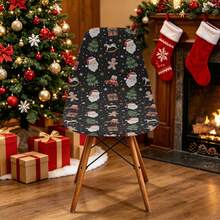 1/2/4/6pcs Christmas Print Shell Chair Covers Elastic Chair Covers For Home, Hotel, Restaurant Chairs, Casual Armless, Suitable For Kitchen, Office, Dining Room And Living Room - Multicolor - View 11