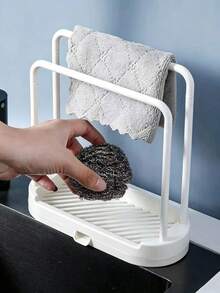1pc Kitchen Dish Cloth Drain Rack, Sink Countertop Sponge/Dishwashing Organizer - Dishcloth Rack - View 5