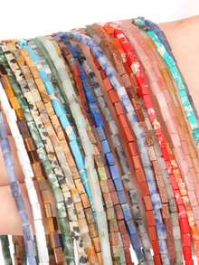 1 Strand 2x4mm Natural Stone Beads Rectangle Cube Tiger Eye Labradorite Lapis Lazuli Quartz Loose Beads For Jewelry Making DIY Accessries - Multicolor - View 8