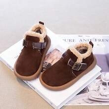 1 Pasang Sepatu Bot Pendek Musim Dingin Anak-Anak dengan Lapisan Termal, Tali Gesper yang Dapat Diatur, Hangat, Anti Selip, Serbaguna - Coklat - View 4