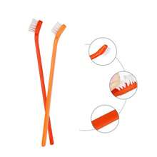8pcs Single-Head Solid Color Pet Toothbrush, Dog Toothbrush, Cat Toothbrush, Suitable For Deep Oral Cleaning Of Pets - Orange - View 4