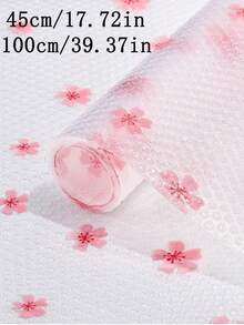 1 Roll Thickened Sakura Pattern Kitchen Cabinet Shelf Liner, Non-Adhesive Drawer Mat, Non-Slip Cabinet Liner, Washable EVA Refrigerator Mat, Easy To Cut Refrigerator Pad - Cherry Blossom Pattern - View 9
