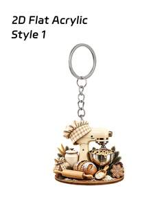 2D Flat Acrylic Decorative Ornament With Baking Mixer Pattern, Christmas-Themed Keychain, Bag Charm. Christmas Baking Gift, Bread Machine Pattern Handbag Charm, Cooking Enthusiast Souvenir, Suitable Birthday Gift, Halloween Christmas Mother's Day Gift - Multicolor - View 13