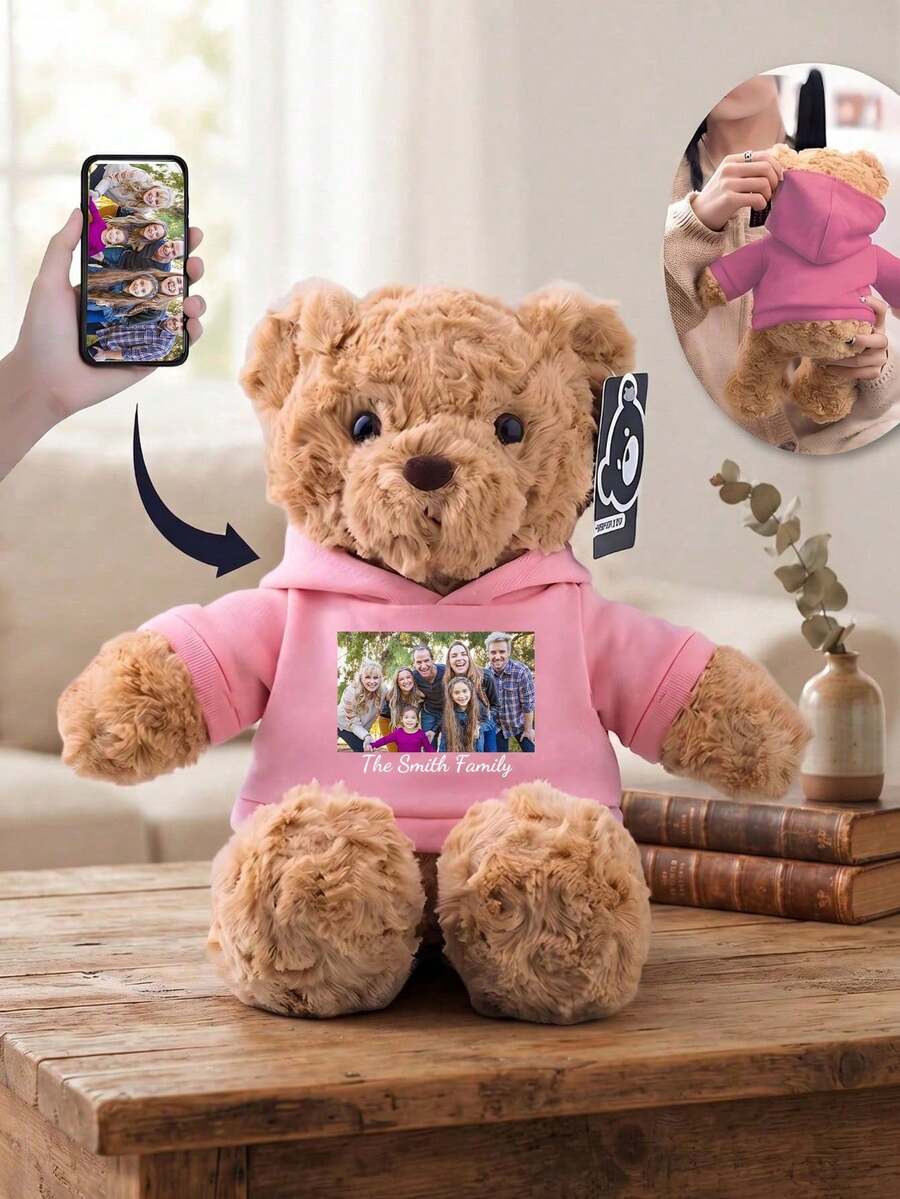 Gấu bông Teddy in ảnh tùy chỉnh, búp bê nhồi bông cá nhân hóa dễ thương, phù hợp làm quà sinh nhật hoặc Giáng sinh cho trẻ em và các cặp đôi - Nhiều màu - Xem 1