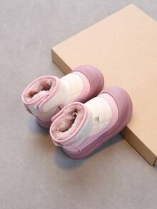 1 Pair Girls Winter Thermal Lined Warm Snow Boots Soft Sole Anti-Slip Comfortable Versatile Cute - Pink - View 6