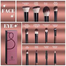 BS-MALL 12 Pcs Wooden Makeup Brush Set High Quality Set Vegan Synthetic Foundation Eyeshadow Brushes Set - Brown - View 2