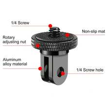 PULUZ 1/4 Inch Screw Metal Tripod Mount Action Camera Adapter (Black) - View 5