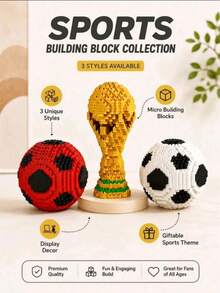 550pcs Building Blocks Trophy Model, World Football Championship Trophy Model, Home Decor & Collection, Football Fan Gift, Holiday/Christmas Gift - Multicolor - View 2