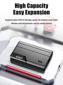 EAGET Portable External Hard Drive 2.5 Inch USB3.0 5Gbps, 500GB 1TB External HDD, Metal Casing, Auto Sleep Hibernation, External Storage For Laptop & Desktop Computer File Backup - View 3