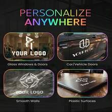 Custom PVC Stickers, Custom Vinyl Stickers, Self-Adhesive Car Decals Static Cling Window Stickers, Removable UV Resistant, Custom Logo Text, No-Trace Reusable Decoration, Suitable For Car Body, Bumper, SUV, Motorcycle, Home, Office, Glass Door - Multicolor - View 5