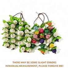 1pc Bird Toy Colorful Natural Wood Rattan Ball With Artificial Leaf Hanging String, Bird Supplies, Pet Supplies, Bird Cage Hanging Ornament, Accessory, Bird Training Toy, Suitable For Small And Medium Parrots Bird Cage Hanging Toy (Random Color) - A+B - View 8