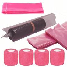 Tattoo Pen Sleeve Set, Includes 100 Pen Sleeves And 4 Elastic Bandage Handles, Suitable For Tattoo Accessories And Machine Sleeves - Multicolor - View 6