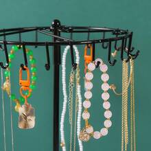 2/1pc Detachable Wrought Iron 23-Hook Large Capacity Rotating Jewelry Display Rack, Creative European Style Necklace Storage Stand, Daily Home Jewelry Organizer - Removable Rotating Iron Storage Rack - View 2