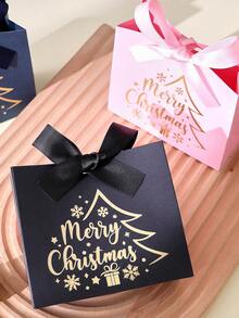 15pcs Burgundy, White, Pink, Black, Green, Blue Christmas Gift Boxes - Printed With Christmas Gift, Snowflake And Christmas Tree Patterns, Suitable For Gift Packaging, Party Favors And Home Christmas Decor - View 7