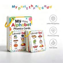 27pcs Alphabet Flash Cards Set, Double-Sided Cognitive Cards, Learn Colors, Animals And Letters, Suitable For Children To Practice Letter Pronunciation, Includes 26 Letters, Matching Words And Explanations, Ideal Back To School Supplies - Multicolor - View 8