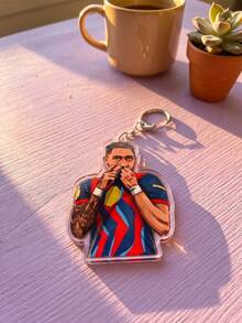1Pc/4Pcs Raphinha Themed Acrylic Keychains, Featuring Celebration Action Illustration, Photo Frame, Jersey Back View Group Photo And Colorful Pop Art Portrait Design, Fashion Bag Charm, Suitable For: Back To School, Gift For Football Fans, Exquisite Collection, All Season Wear. - Multicolor - View 6